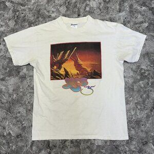 Vintage Yes Rock Band Y2K Tour T-Shirt Size L 35th Anniversary White
